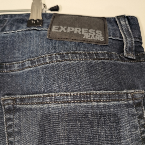 Express Hyper Stretch Distressed Slim Jeans – Dark Blue Wash – 33x30 – Excellent - Picture 3 of 9
